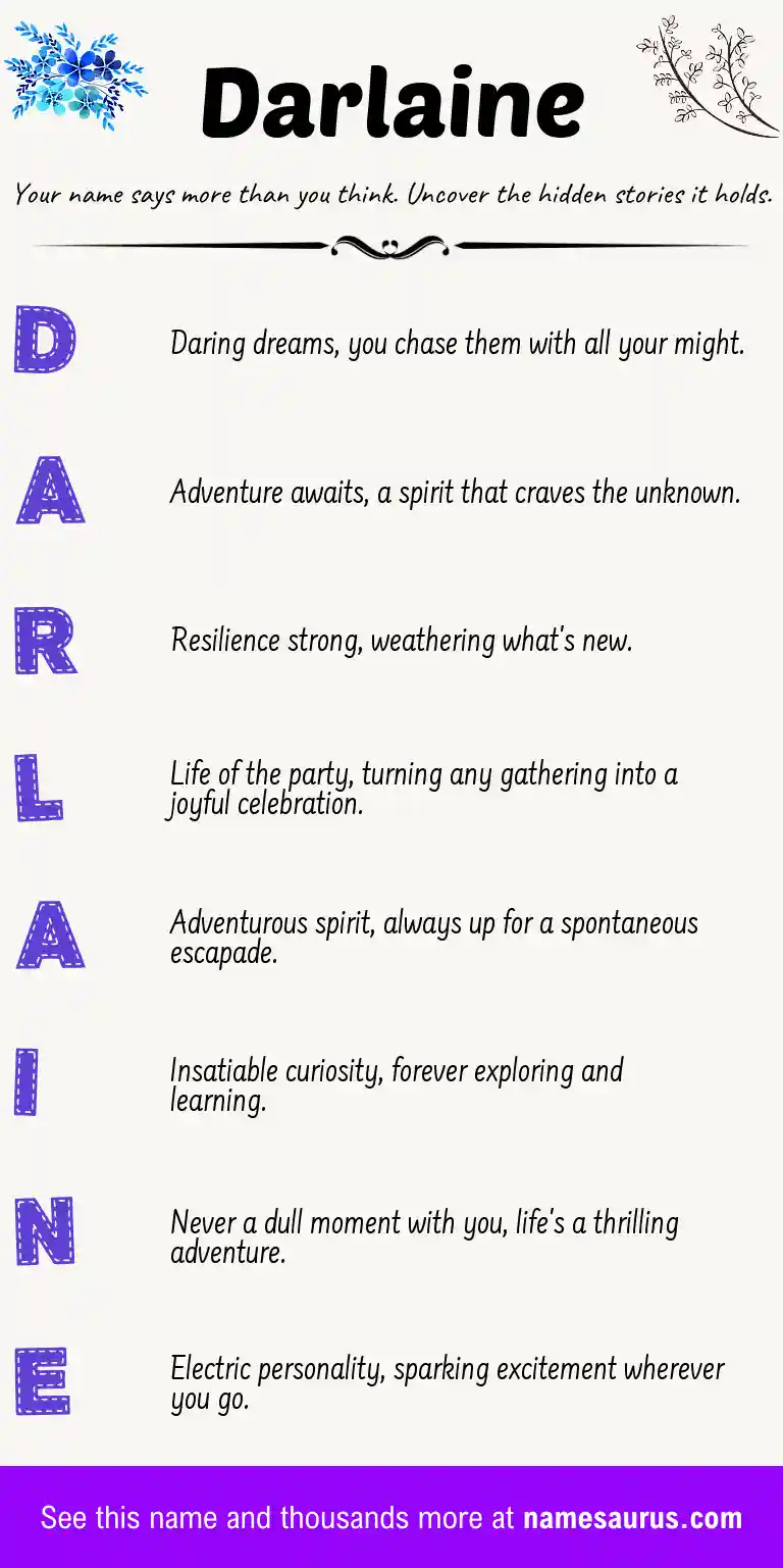 Acrostic poem about Darlaine.