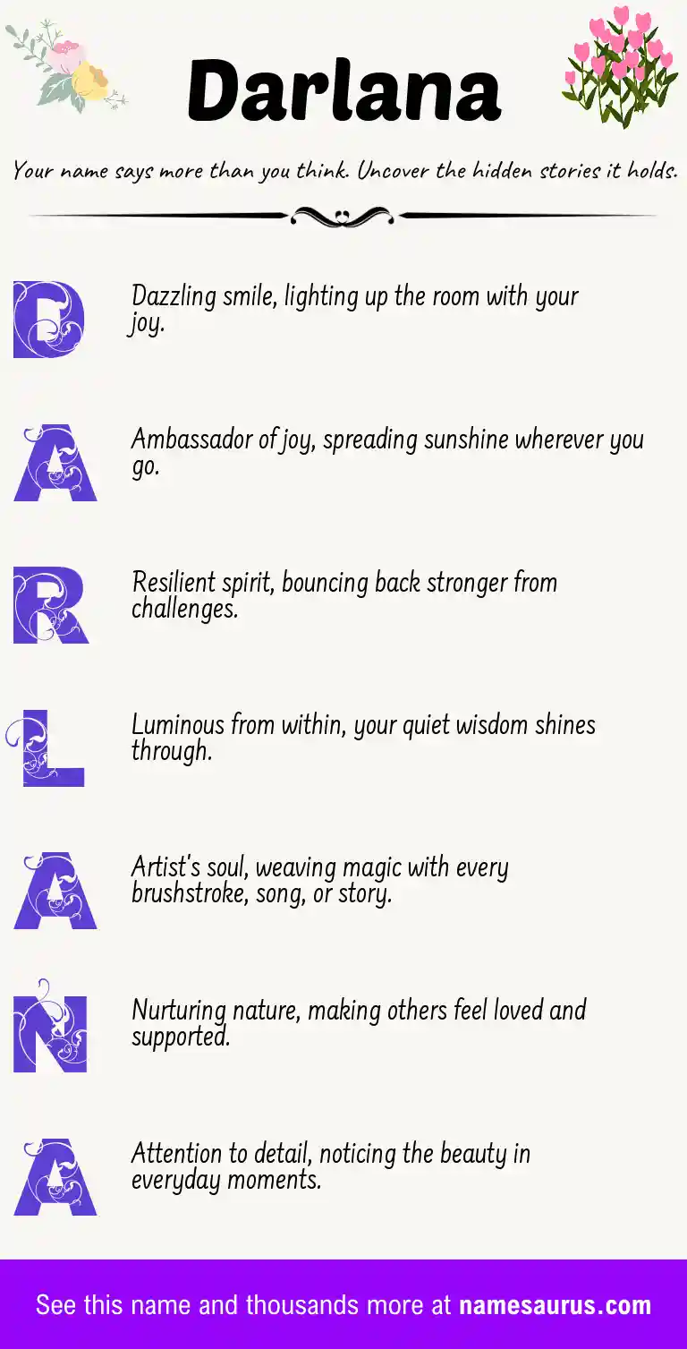 Acrostic poem about Darlana.