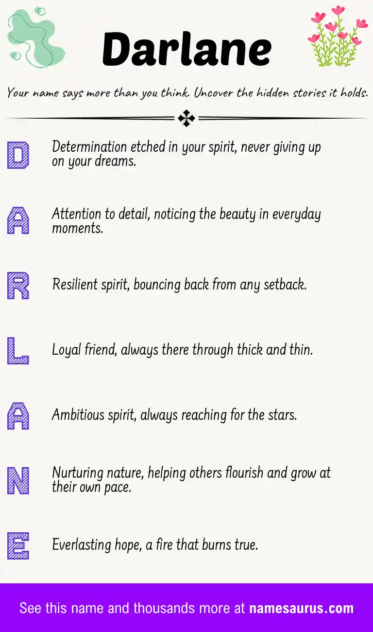 Acrostic poem about Darlane.