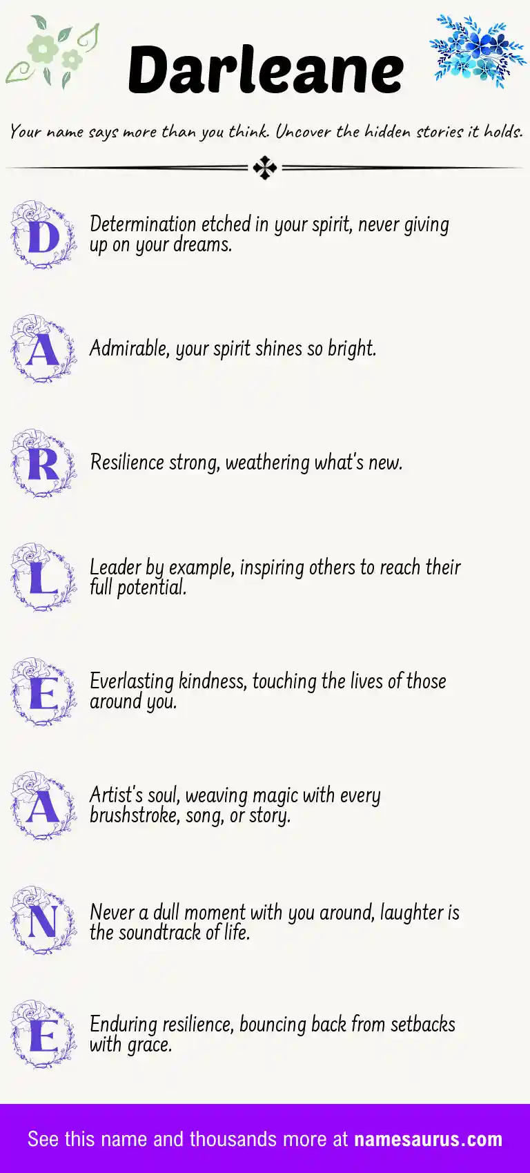 Acrostic poem about Darleane.
