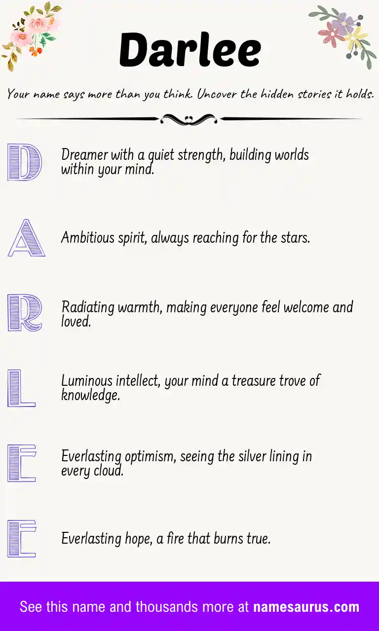 Acrostic poem about Darlee.