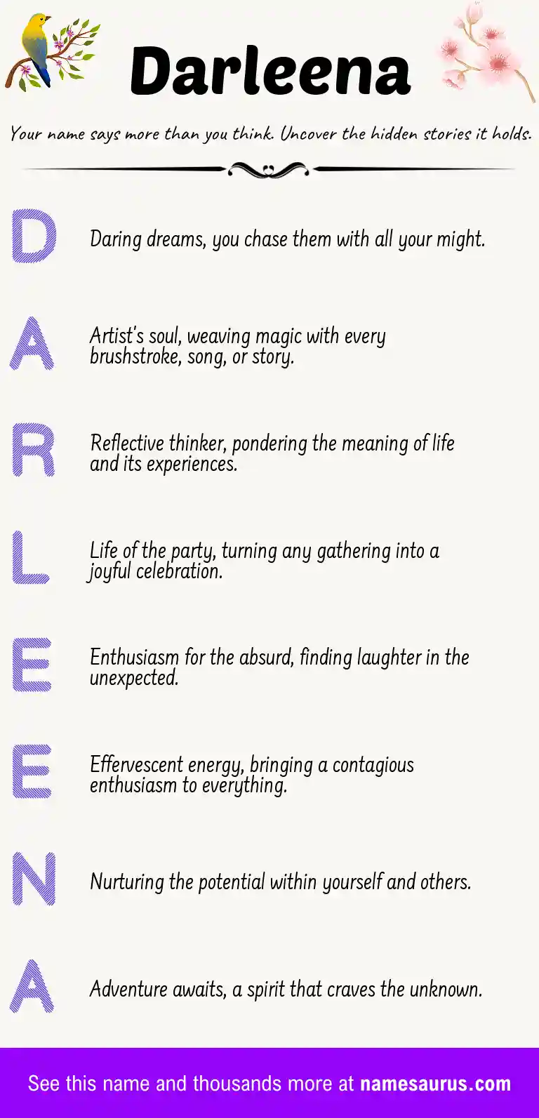 Acrostic poem about Darleena.