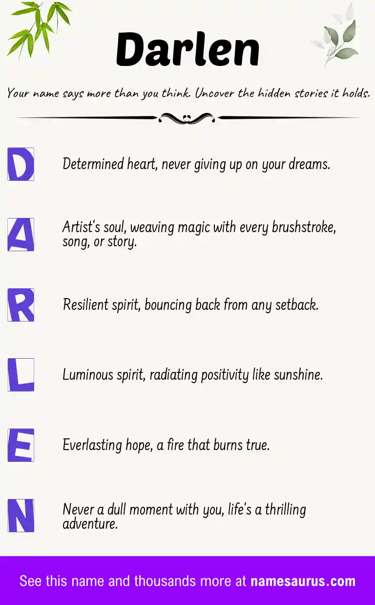 Acrostic poem about Darlen.