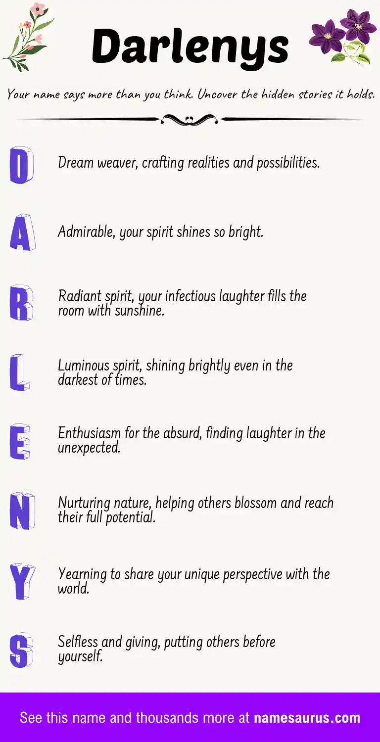 Acrostic poem about Darlenys.