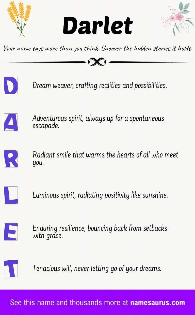 Acrostic poem about Darlet.