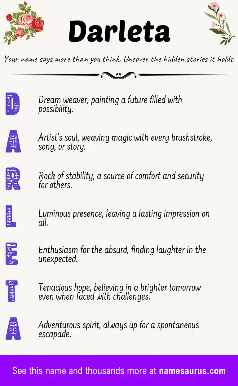 Acrostic poem about Darleta.