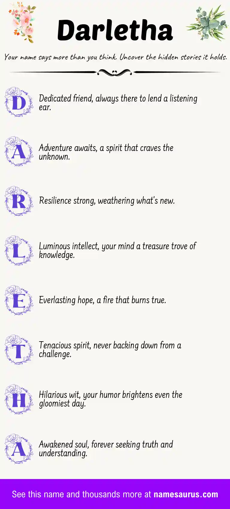 Acrostic poem about Darletha.