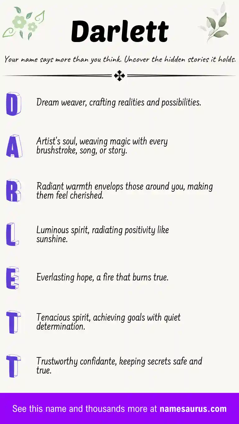 Acrostic poem about Darlett.