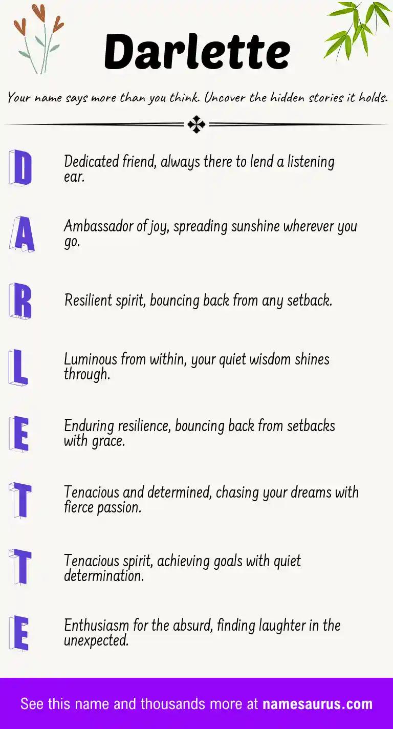 Acrostic poem about Darlette.