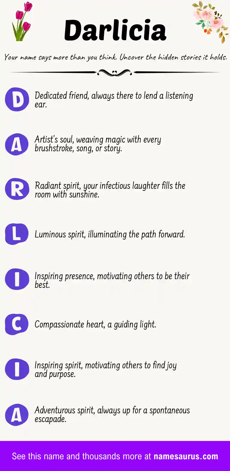 Acrostic poem about Darlicia.