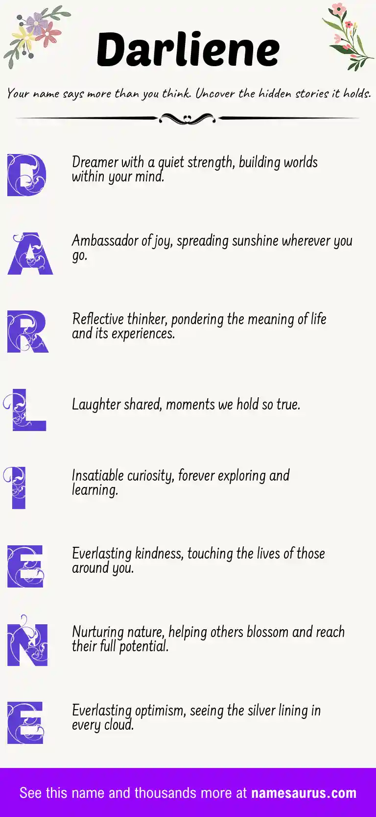 Acrostic poem about Darliene.