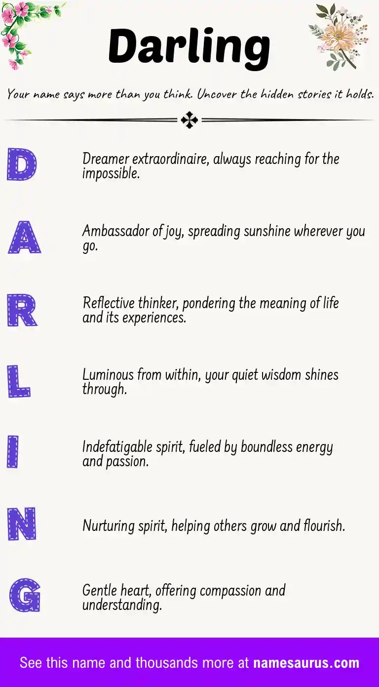 Acrostic poem about Darling.