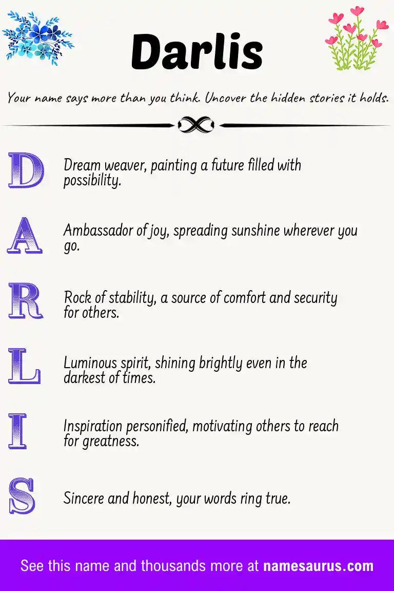 Acrostic poem about Darlis.