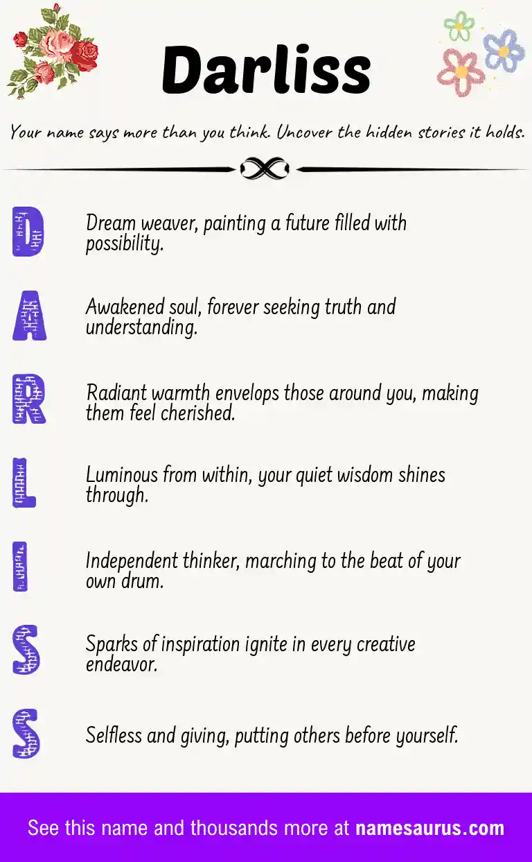Acrostic poem about Darliss.