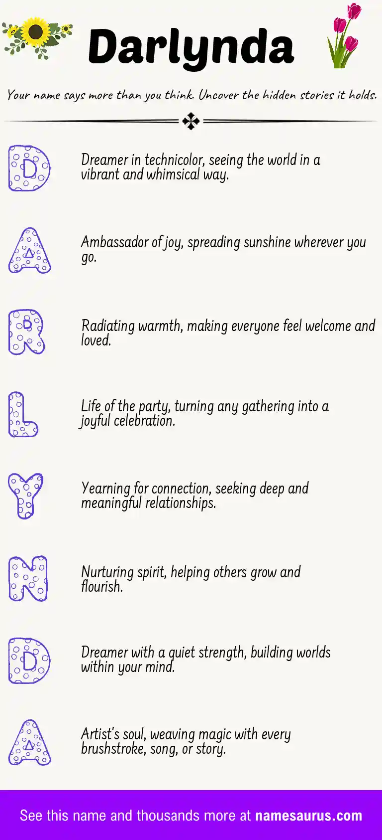 Acrostic poem about Darlynda.