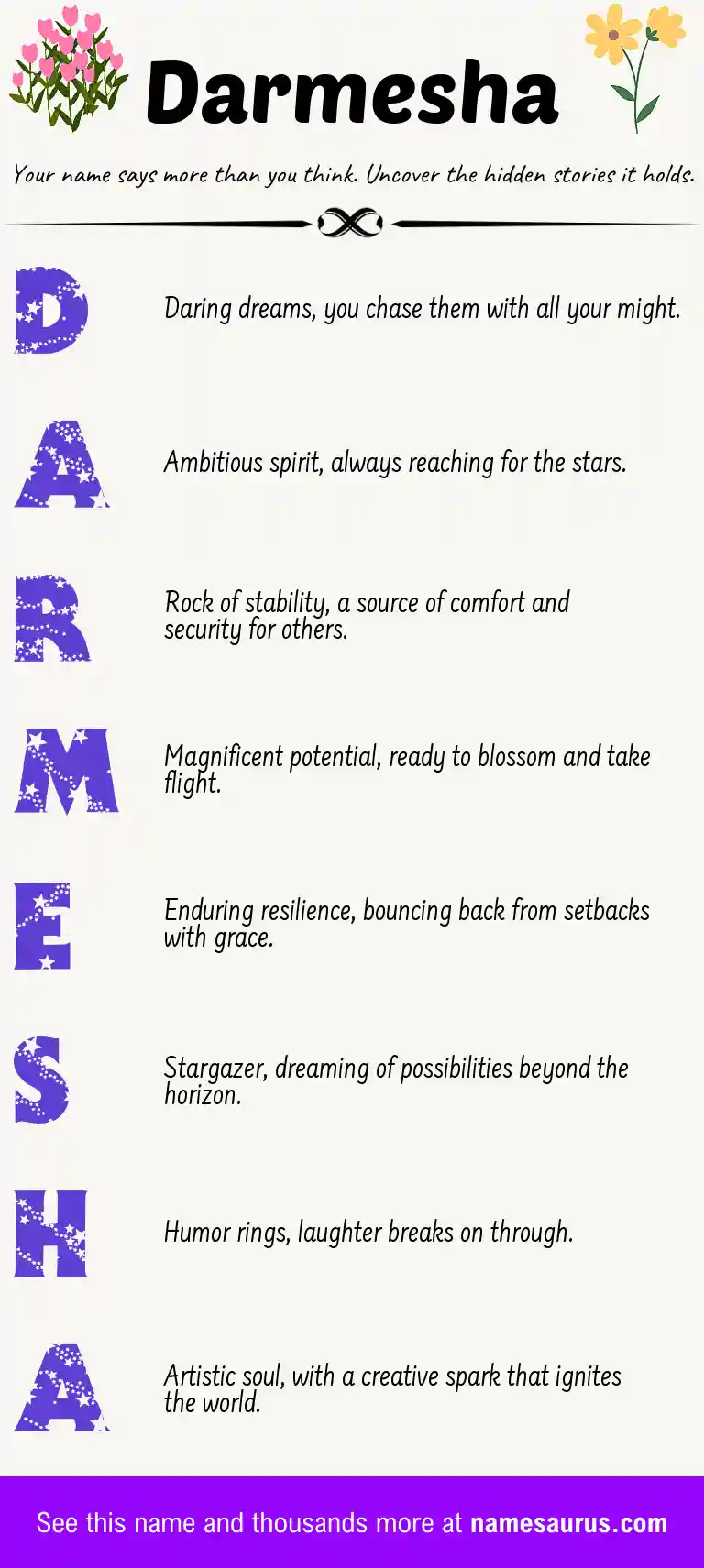 Acrostic poem about Darmesha.