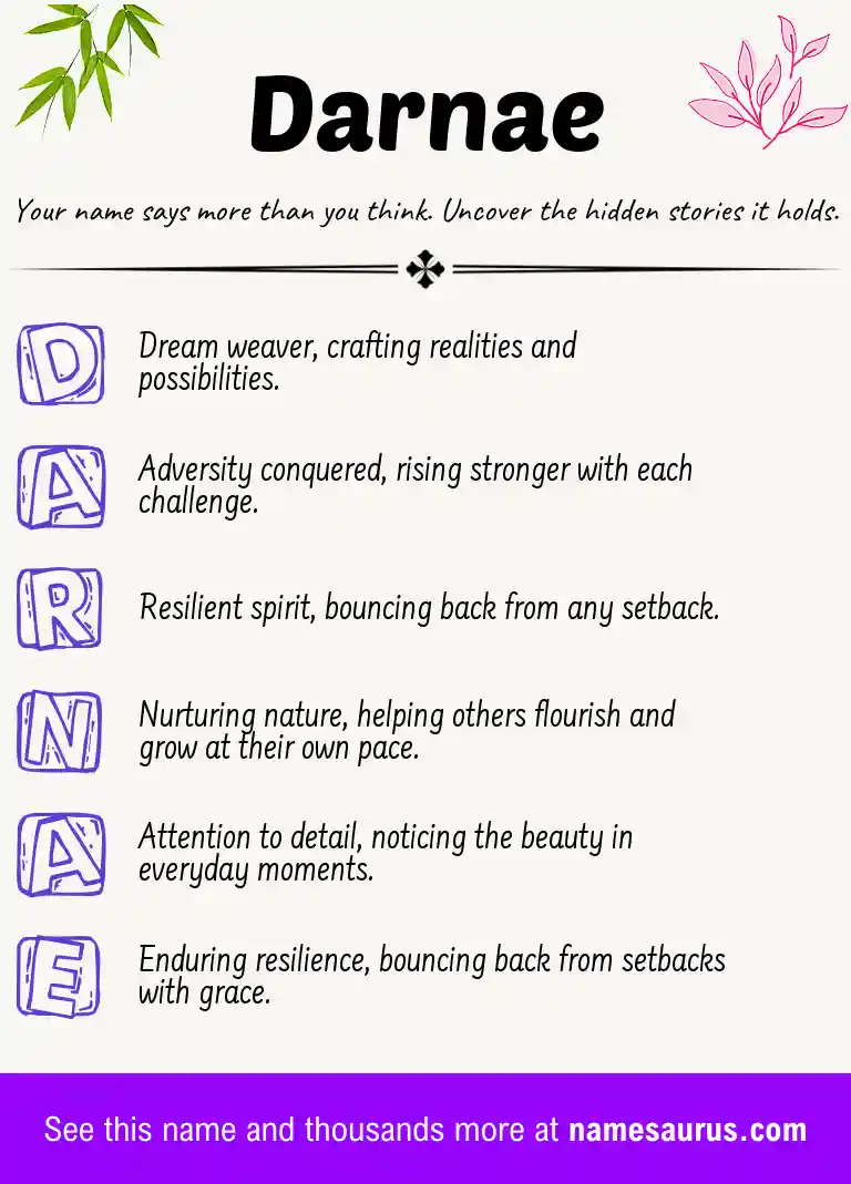 Acrostic poem about Darnae.