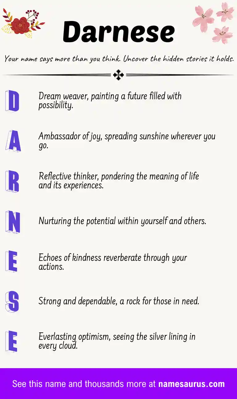Acrostic poem about Darnese.