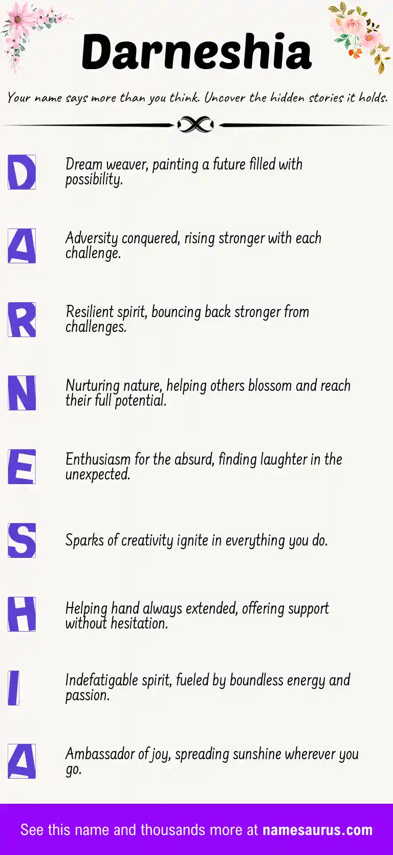 Acrostic poem about Darneshia.