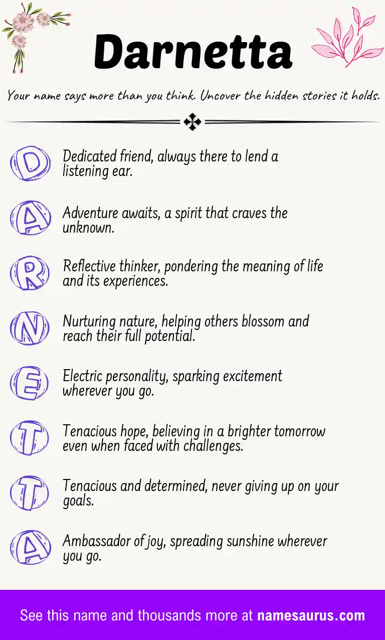 Acrostic poem about Darnetta.