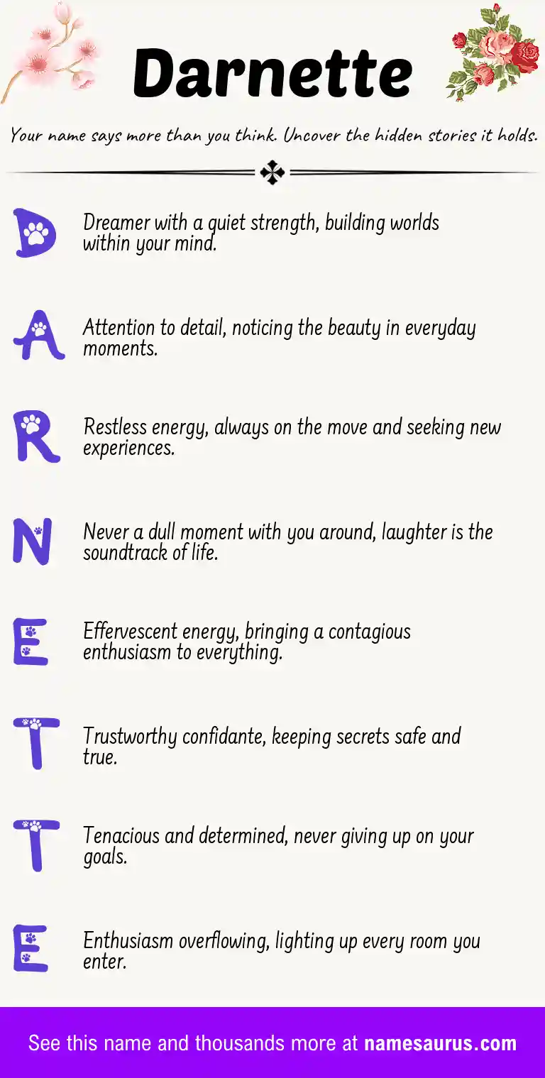 Acrostic poem about Darnette.