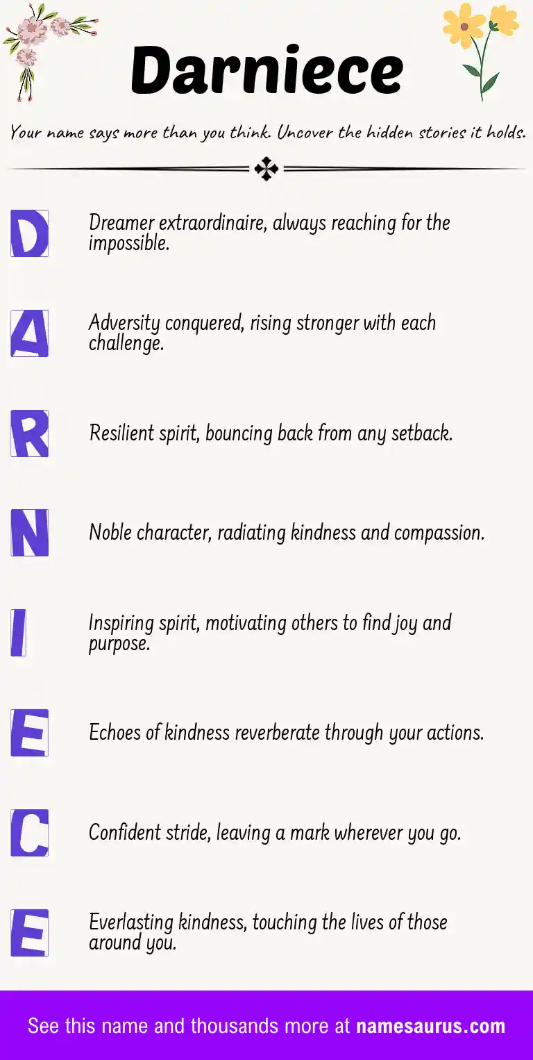 Acrostic poem about Darniece.