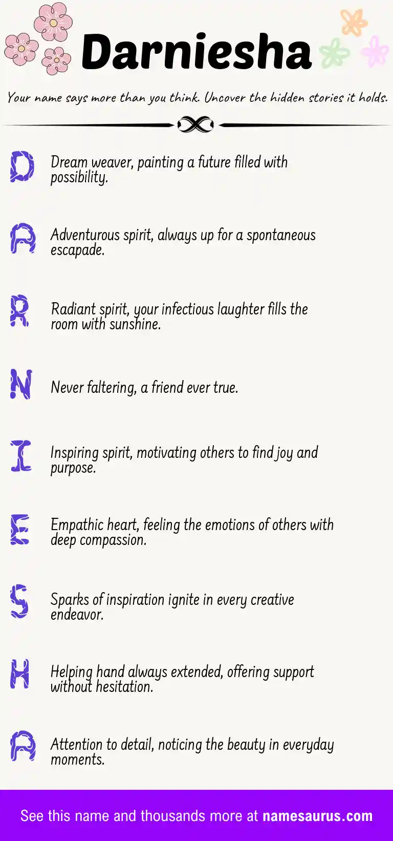 Acrostic poem about Darniesha.