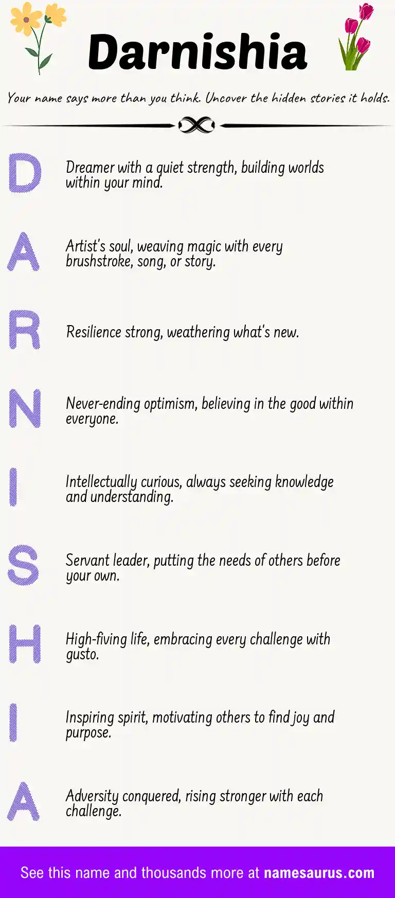 Acrostic poem about Darnishia.