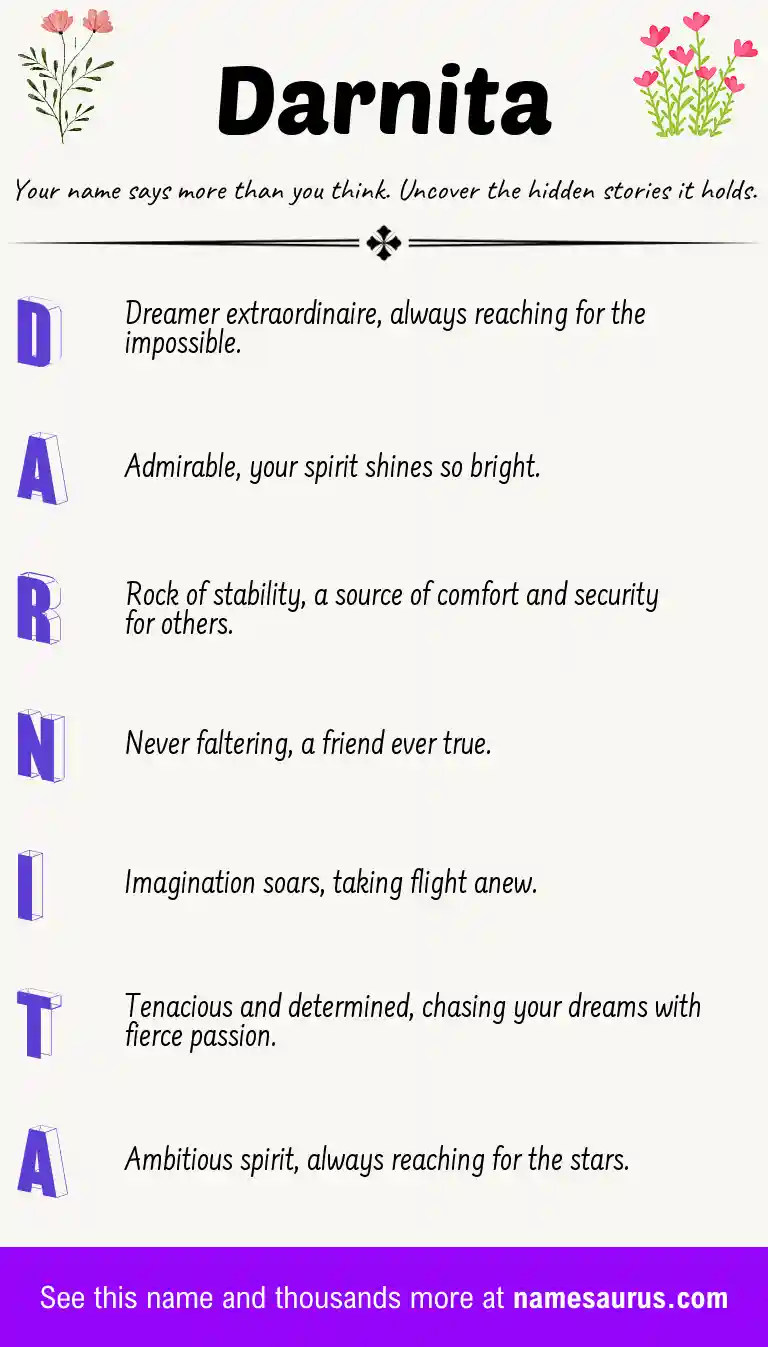 Acrostic poem about Darnita.
