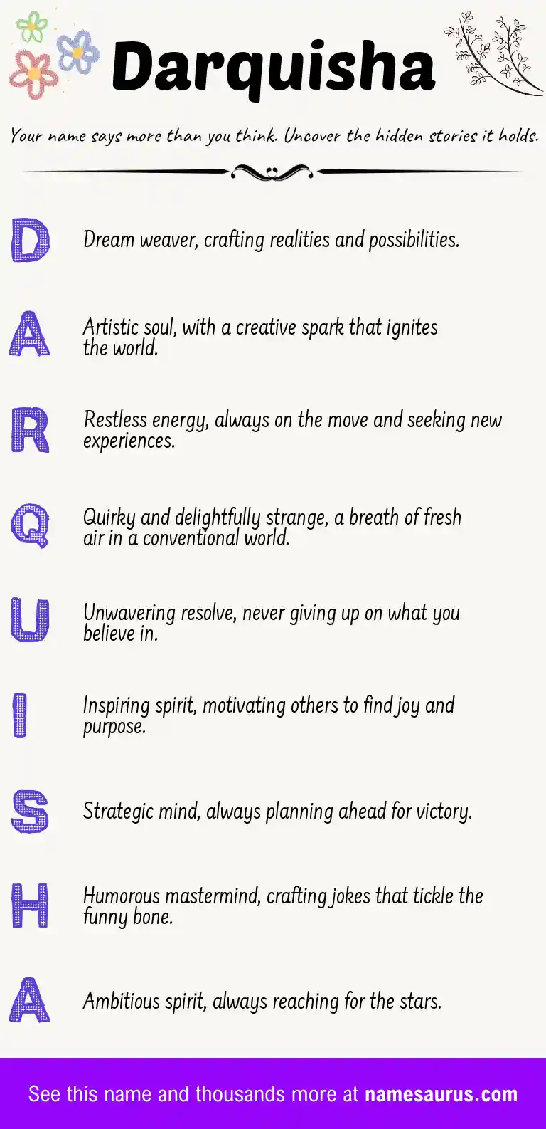 Acrostic poem about Darquisha.