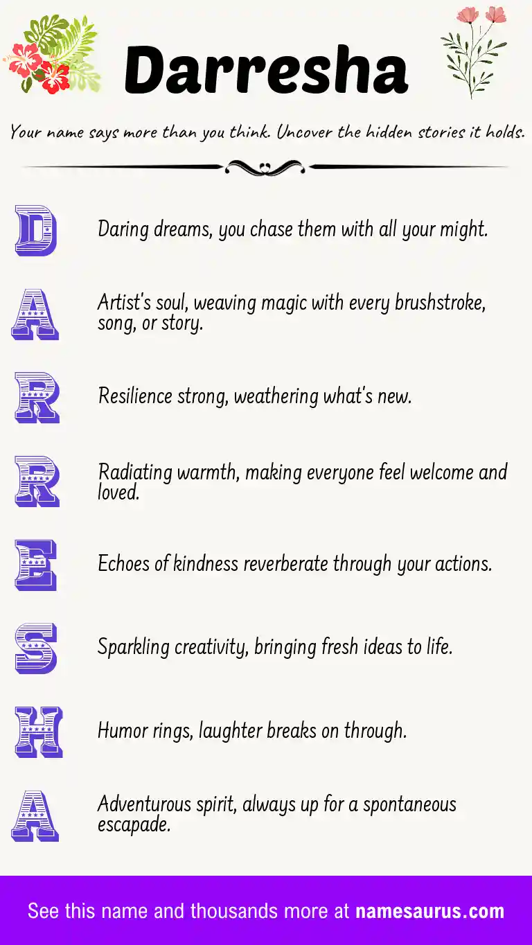 Acrostic poem about Darresha.