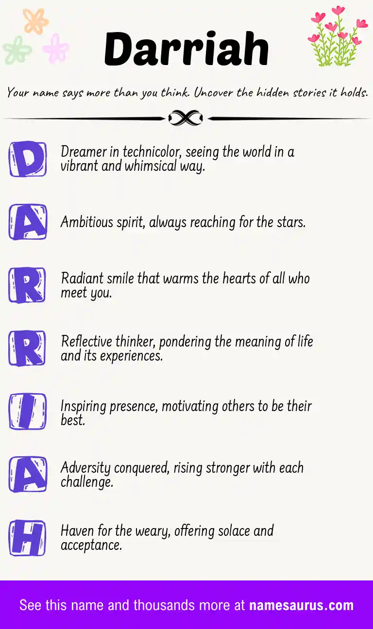 Acrostic poem about Darriah.