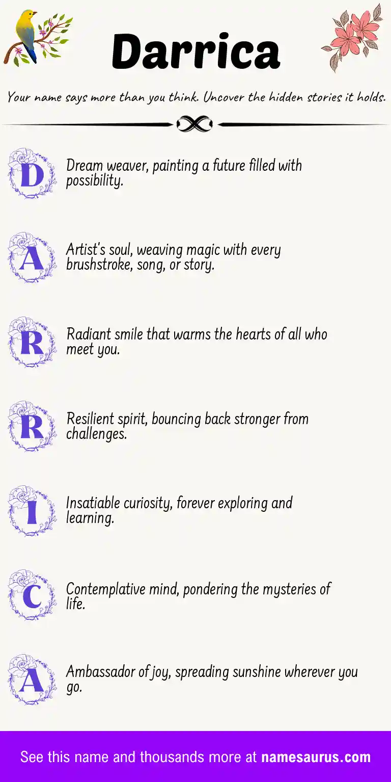 Acrostic poem about Darrica.