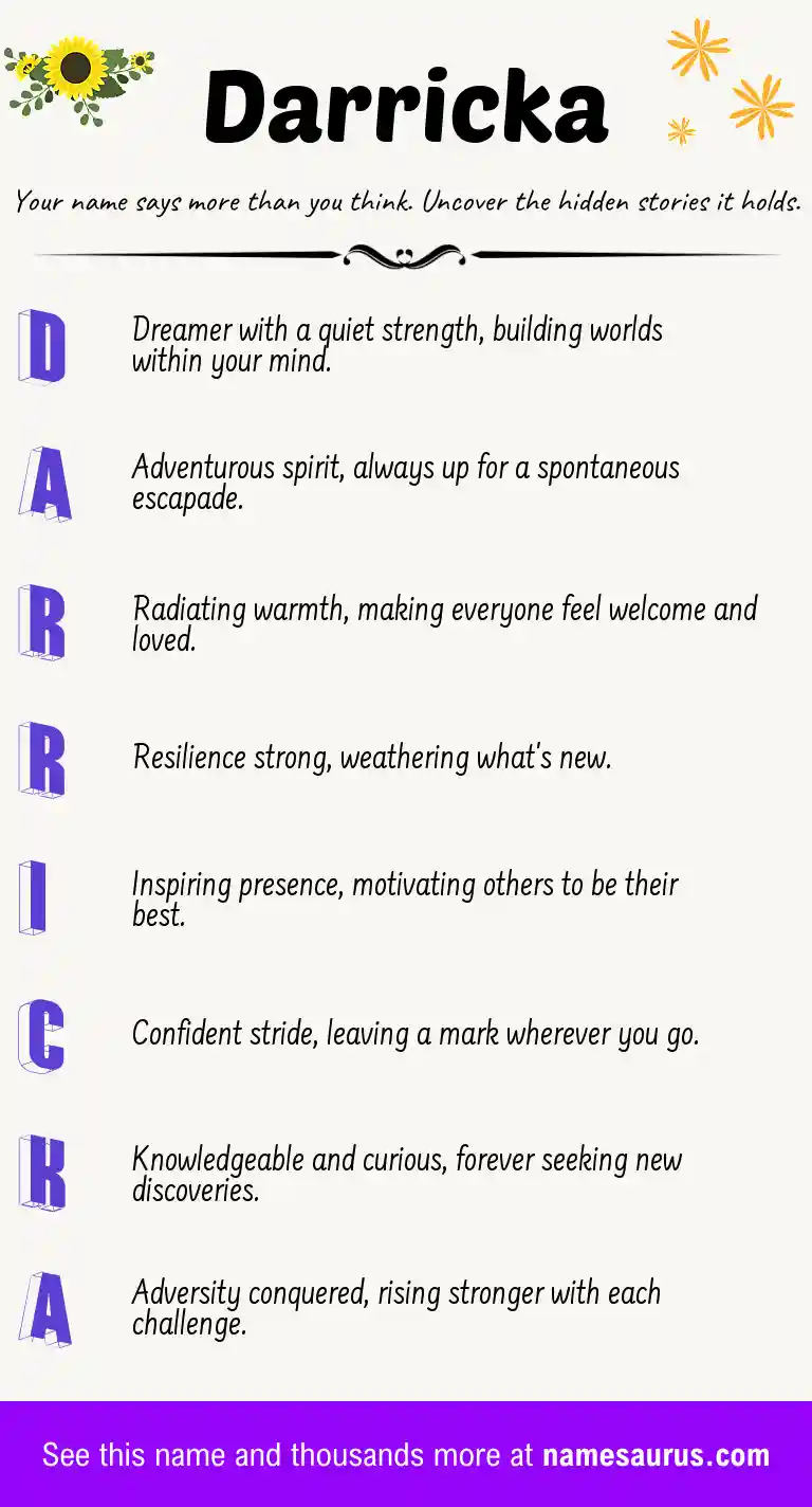 Acrostic poem about Darricka.