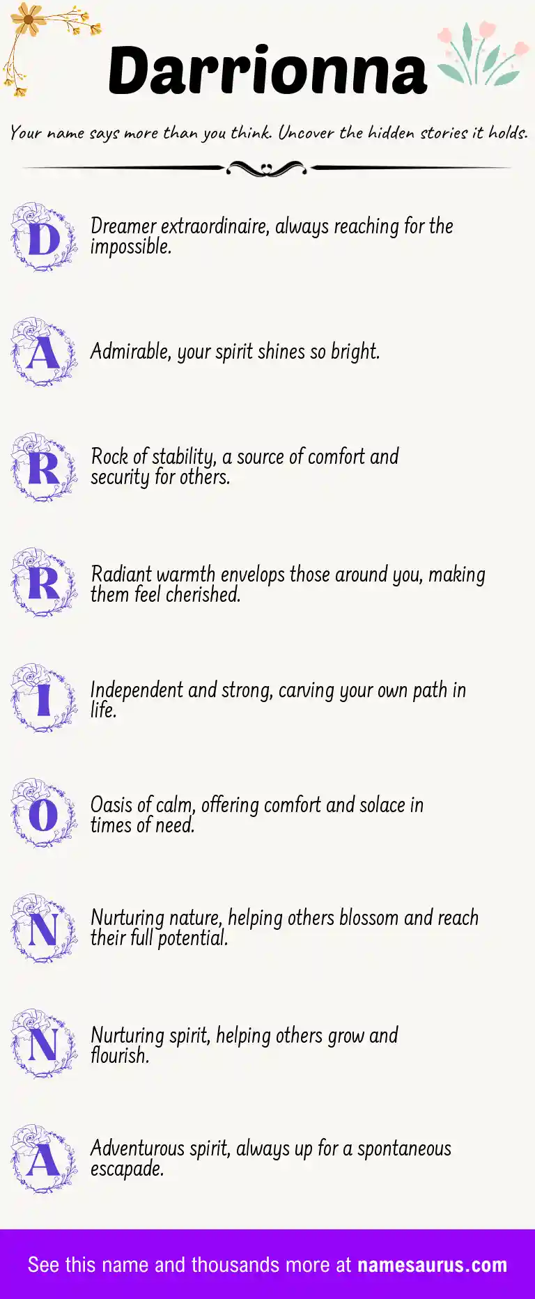 Acrostic poem about Darrionna.