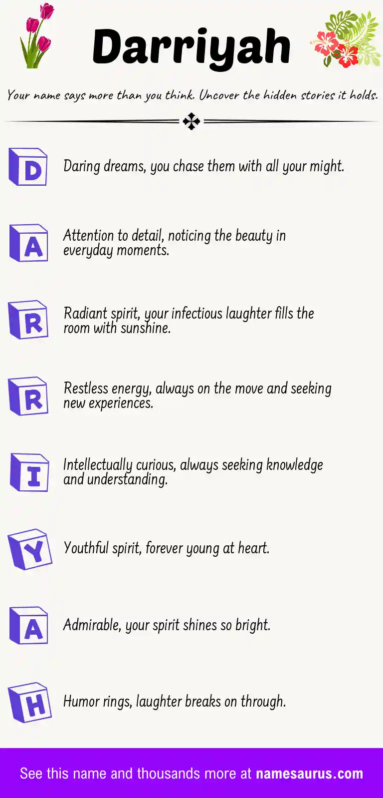 Acrostic poem about Darriyah.