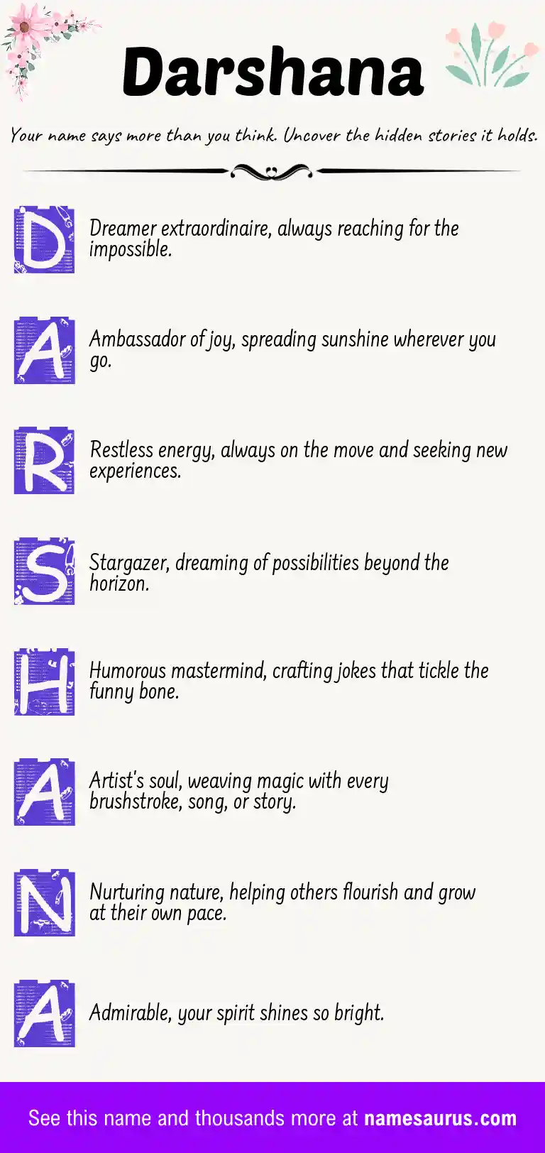 Acrostic poem about Darshana.
