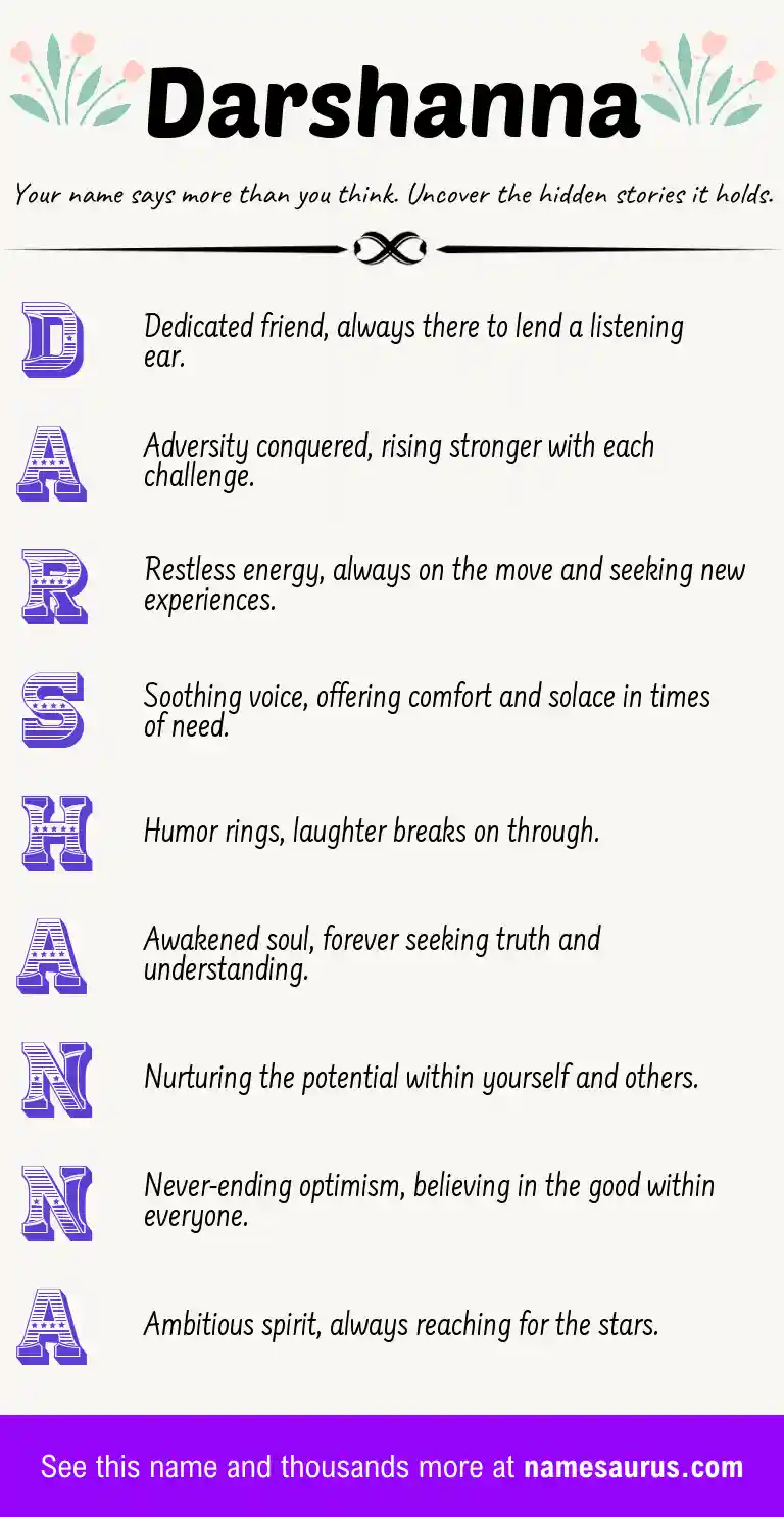 Acrostic poem about Darshanna.