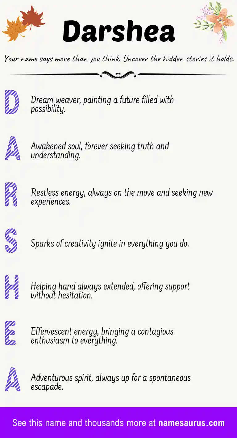 Acrostic poem about Darshea.