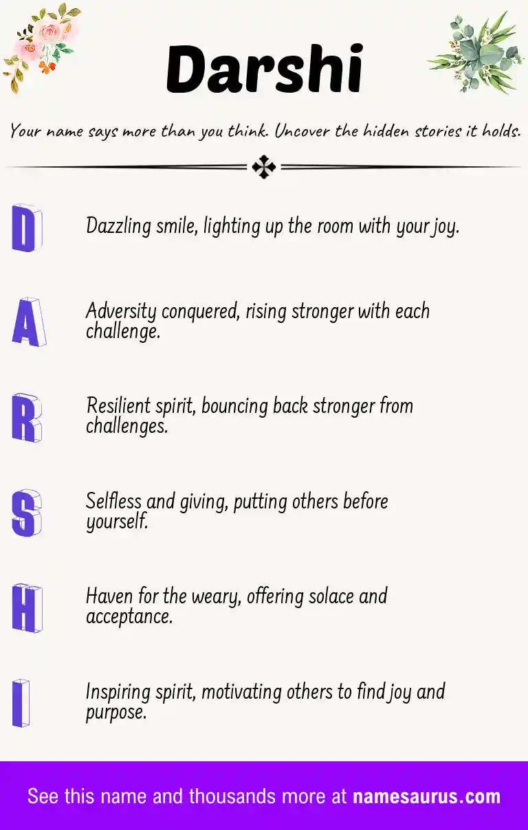 Acrostic poem about Darshi.