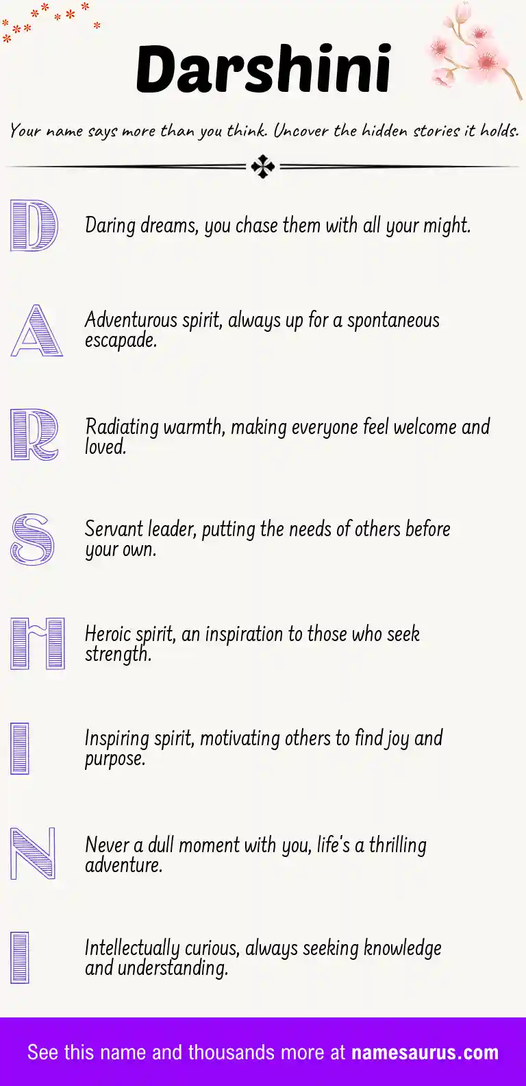Acrostic poem about Darshini.