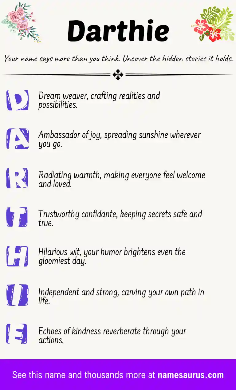 Acrostic poem about Darthie.