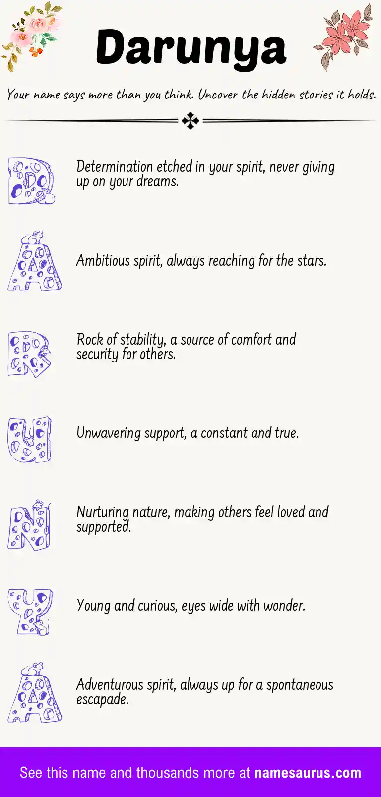 Acrostic poem about Darunya.