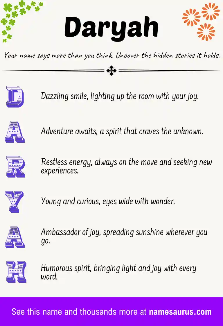 Acrostic poem about Daryah.