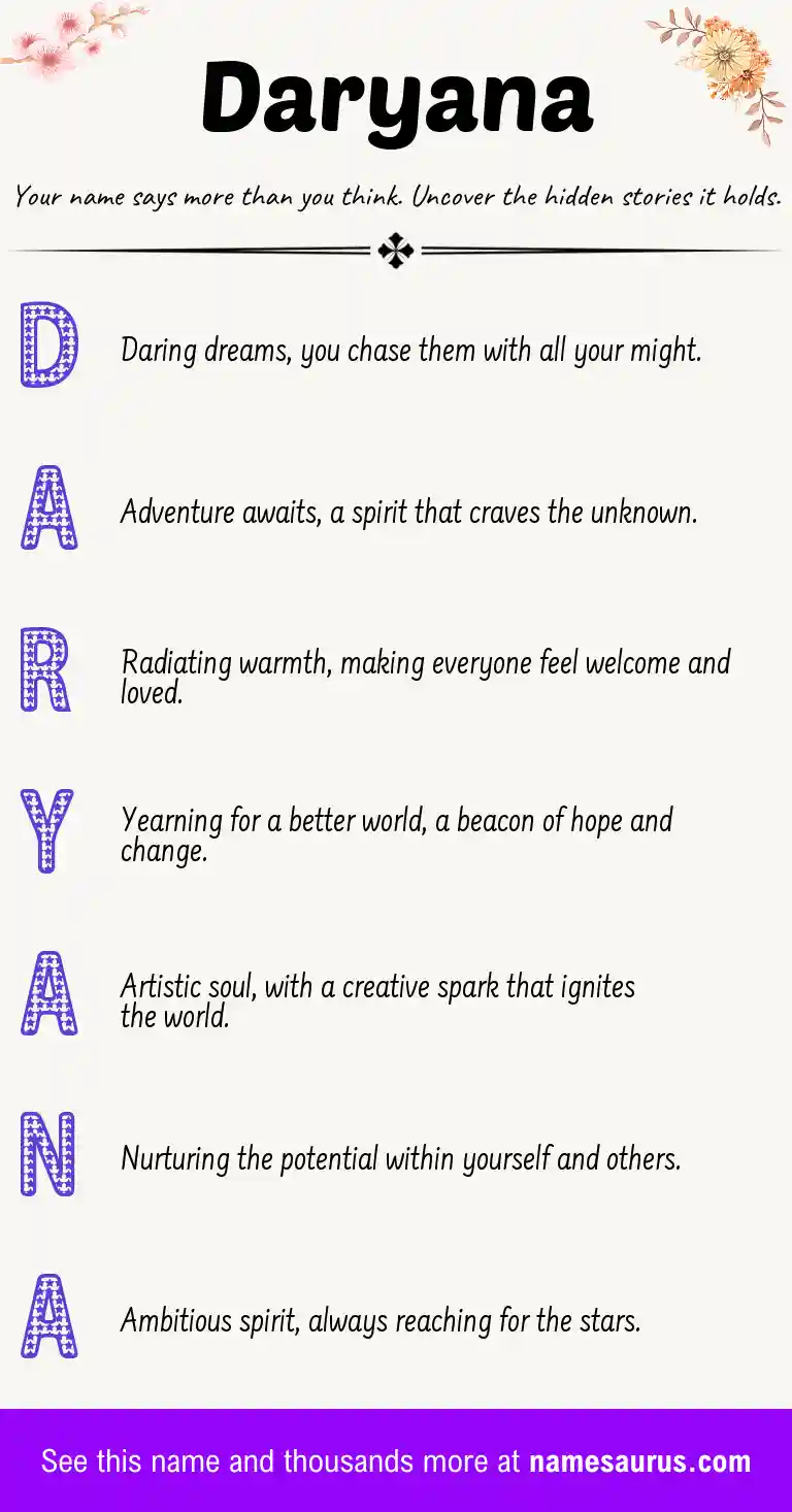 Acrostic poem about Daryana.