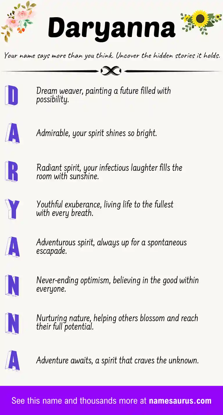 Acrostic poem about Daryanna.