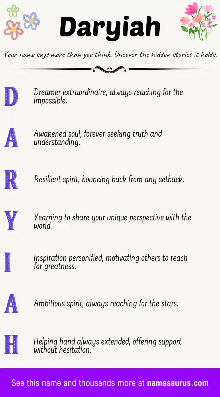 Acrostic poem about Daryiah.