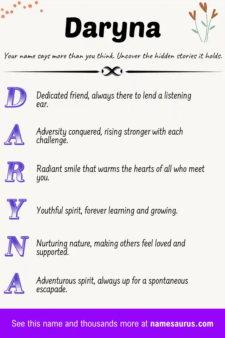 Acrostic poem about Daryna.