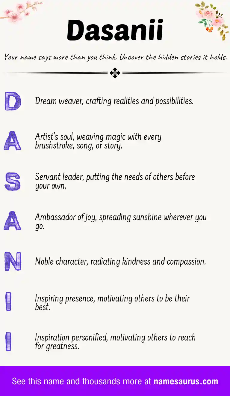 Acrostic poem about Dasanii.