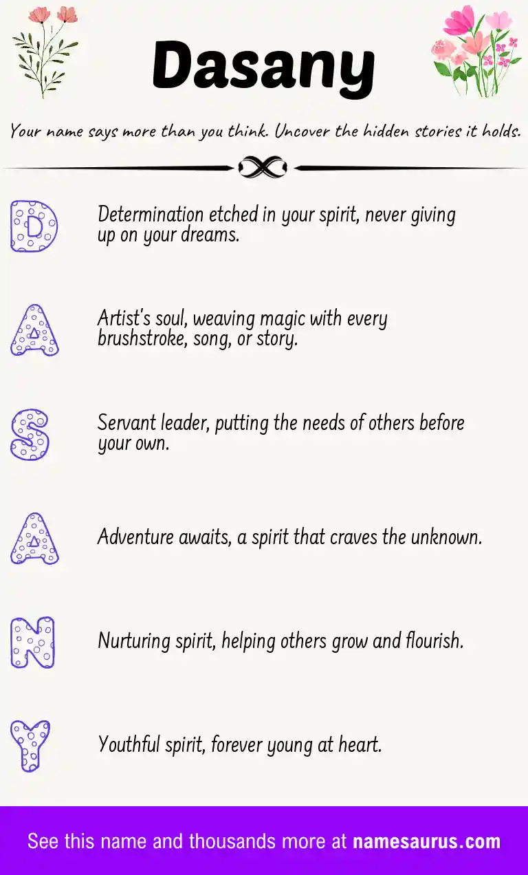 Acrostic poem about Dasany.